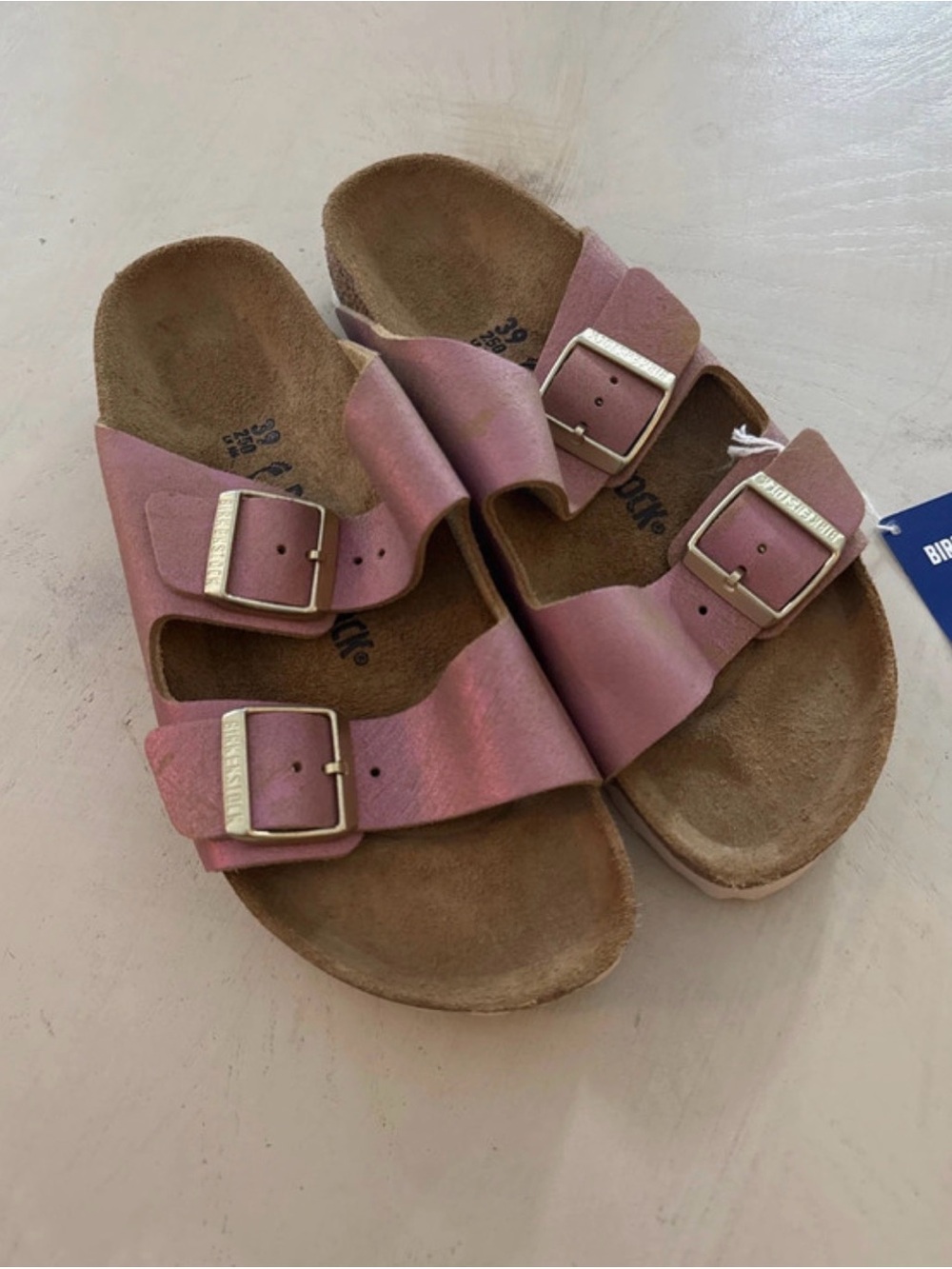 Birkenstock Arizona Sandals blush pink metallic 39 New